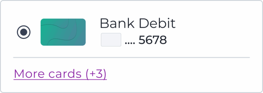 <p>Display one card (collapsed)</p>
